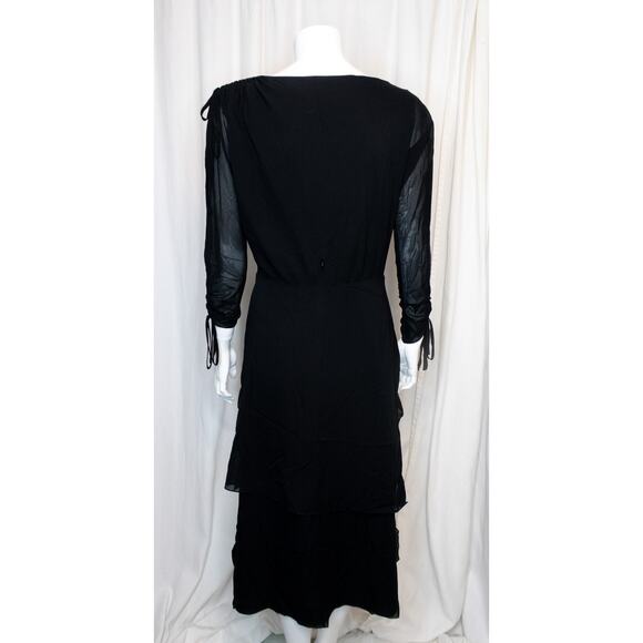 RACHEL COMEY Black Silk Midi 3/4 Ruched Floss Sleeve US 2 - Picture 9 of 13